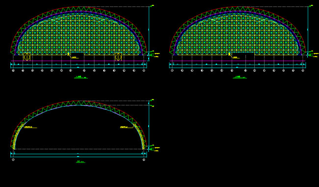 梅河口跨度110米，拱高35_7米煤棚网架